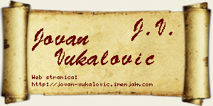 Jovan Vukalović vizit kartica